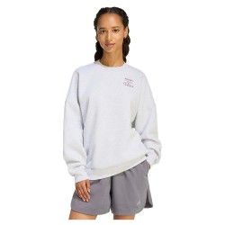 Поларена блуза Adidas 3 Stripes Studio Fleece sweatshirt - White (Light Grey Heather) поларена,блуза,дамски,блузи,adidas,3,stripes,studio,fleece,sweatshirt,white,(light,grey,heather)
