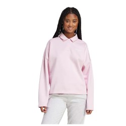 блуза,с,яка,дамски,блузи,adidas,essentials,linear,fleece,polo,sweatshirt,pink,(clear,pink,white)