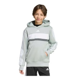 Суичър Adidas Seasonal Essentials Tiberio 3 Stripes Fleece hoodie - Grey (Wonder Sage / White / Dark Grey Heather) суичър,детски,блузи,adidas,seasonal,essentials,tiberio,3,stripes,fleece,hoodie,grey,(wonder,sage,white,dark,grey,heather)
