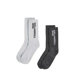 чорапи,дамски,чорапи,karl,lagerfeld,a1w47153,socks,2,pairs,grey,(silver,gunmetal)