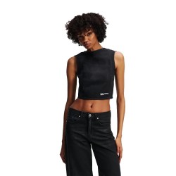 Потник Karl lagerfeld A3W11003 Coated Denim Sleeveless Top - Black (Black Coated) потник,дамски,топове,karl,lagerfeld,a3w11003,coated,denim,sleeveless,top,black,(black,coated)