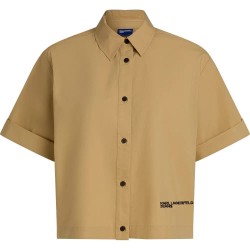 Риза с къс ръкав Karl lagerfeld A3W11005 Boxy Poplin short sleeve shirt - Brown (Lark) риза,с,къс,ръкав,дамски,ризи,karl,lagerfeld,a3w11005,boxy,poplin,short,sleeve,shirt,brown,(lark)