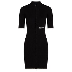 рокля,дамски,поли,и,рокли,karl,lagerfeld,a3w13013,knit,zip,short,sleeve,dress,black,(black)