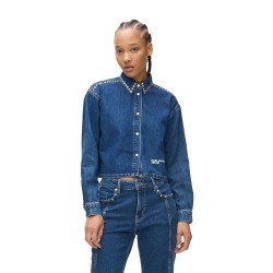 Риза с дълъг ръкав Karl lagerfeld A4W11002 Denim Studded long sleeve shirt - Blue (Dark Blue) риза,с,дълъг,ръкав,дамски,ризи,karl,lagerfeld,a4w11002,denim,studded,long,sleeve,shirt,blue,(dark,blue)