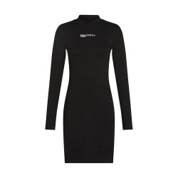 Рокля Karl lagerfeld A4W13005 Milano Mock Neck long sleeve short dress - Black (Black) рокля,дамски,поли,и,рокли,karl,lagerfeld,a4w13005,milano,mock,neck,long,sleeve,short,dress,black,(black)