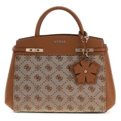 Чанта Guess Melinda Logo Satchel bag - Brown (Latte Logo) чанта,всички,чанти,guess,melinda,logo,satchel,bag,brown,(latte,logo)
