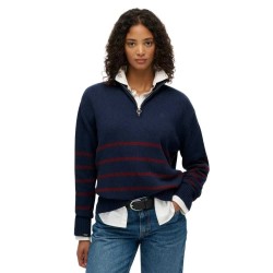 блуза,дамски,пуловери,дамски,плетени,дрехи,superdry,half,zip,sweater,blue,(richest,navy,port,stripe)