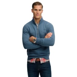 блуза,мъжки,пуловери,superdry,vintage,logo,embroidered,henley,half,zip,sweatshirt,blue,(bluestone,marl)