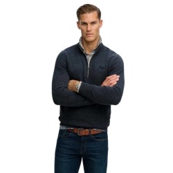 блуза,мъжки,пуловери,superdry,vintage,logo,embroidered,henley,half,zip,sweatshirt,blue,(vintage,navy,marl)