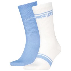 Чорапи Calvin klein 701238808 crew socks 2 pairs - White / Blue (Sky Blue) чорапи,мъжки,чорапи,calvin,klein,701238808,crew,socks,2,pairs,white,blue,(sky,blue)