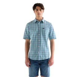 Риза с къс ръкав Wrangler 112378053 1 Pocket Regular Fit short sleeve shirt - Blue (Teal Blue) риза,с,къс,ръкав,дамски,ризи,мъжки,ризи,wrangler,112378053,1,pocket,regular,fit,short,sleeve,shirt,blue,(teal,blue)