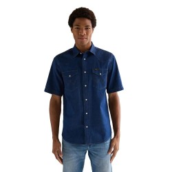 риза,с,къс,ръкав,дамски,ризи,мъжки,ризи,wrangler,western,short,sleeve,shirt,blue,(caroline,creek)