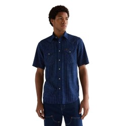 риза,с,къс,ръкав,дамски,ризи,мъжки,ризи,wrangler,western,short,sleeve,shirt,blue,(indigo,blue)