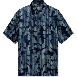Риза с къс ръкав Armani exchange XM002106_AF13235 short sleeve shirt - Blue (Grunge Flower Allover Print) риза,с,къс,ръкав,дамски,ризи,мъжки,ризи,armani,exchange,xm002106,af13235,short,sleeve,shirt,blue,(grunge,flower,allover,print)