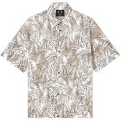 риза,с,къс,ръкав,дамски,ризи,мъжки,ризи,armani,exchange,xm002291,af22716,short,sleeve,shirt,beige,(cream,leaf,allover,print,b)