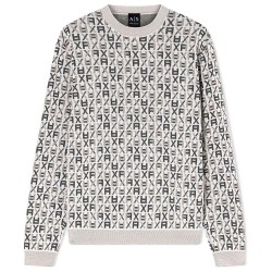 суичър,мъжки,пуловери,armani,exchange,xm002441,af22252,hoodie,beige,(cream,allover,print,logo)