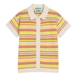 Блуза Scotch & soda 182096 short sleeve sweater - Yellow (Stripe Blazing Yellow) блуза,мъжки,пуловери,дамски,пуловери,scotch,&,soda,182096,short,sleeve,sweater,yellow,(stripe,blazing,yellow)