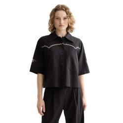 Риза с къс ръкав Scotch & soda U9A01123T short sleeve shirt - Black (Meteorite) риза,с,къс,ръкав,дамски,ризи,scotch,&,soda,u9a01123t,short,sleeve,shirt,black,(meteorite)
