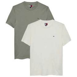 тениска,мъжки,тениски,дамски,тениски,tommy,jeans,dm0dm20687,short,sleeve,t,shirt,2,units,green,white,(ecru,utility,sage)