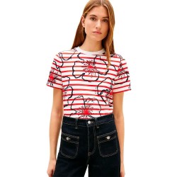 Тениска Tommy hilfiger Flower Graphic Regular Fit short sleeve T-shirt - White (Breton Stp Iv Silk / Fireworks Poppy) тениска,мъжки,тениски,дамски,тениски,tommy,hilfiger,flower,graphic,regular,fit,short,sleeve,t,shirt,white,(breton,stp,iv,silk,fireworks,poppy)