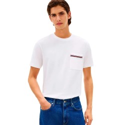 Тениска Tommy hilfiger Global Stripe Pique Pocket short sleeve T-shirt - White (White) тениска,мъжки,тениски,дамски,тениски,tommy,hilfiger,global,stripe,pique,pocket,short,sleeve,t,shirt,white,(white)