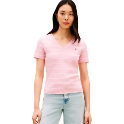 Тениска Tommy hilfiger Slim Cody short sleeve v neck T-shirt - Pink (Fine Stp Bonita Pink / Ecru) тениска,мъжки,тениски,дамски,тениски,tommy,hilfiger,slim,cody,short,sleeve,v,neck,t,shirt,pink,(fine,stp,bonita,pink,ecru)