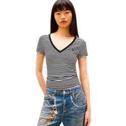 тениска,мъжки,тениски,дамски,тениски,tommy,jeans,dw0dw17385,short,sleeve,v,neck,t,shirt,black,(black,ecru,stripe)