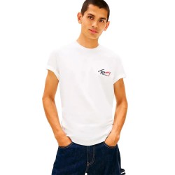 Тениска Tommy jeans Sign Chest Slim Fit short sleeve T-shirt - White (Ecru) тениска,мъжки,тениски,дамски,тениски,tommy,jeans,sign,chest,slim,fit,short,sleeve,t,shirt,white,(ecru)