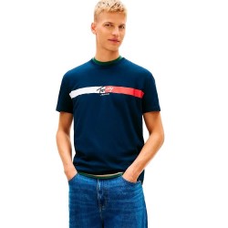Тениска Tommy jeans Signature Stripe Regular Fit short sleeve T-shirt - Blue (Dark Night Navy) тениска,мъжки,тениски,дамски,тениски,tommy,jeans,signature,stripe,regular,fit,short,sleeve,t,shirt,blue,(dark,night,navy)