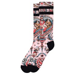 Чорапи American socks Feline hearts crew socks - Pink (Multicolour) чорапи,мъжки,чорапи,american,socks,feline,hearts,crew,socks,pink,(multicolour)