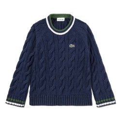 Детска блуза Lacoste kids Cable Knit sweatshirt - Blue (Navy) детска,блуза,детски,блузи,lacoste,kids,cable,knit,sweatshirt,blue,(navy)