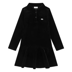 детска,рокля,дамски,поли,и,рокли,lacoste,kids,washed,velour,long,sleeve,dress,black,(black)