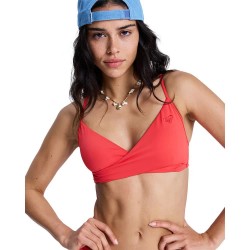 Roxy Essentials SD Wrap Bralette bikini top - Red / Pink (Hibiscus) дамски,бански,костюми,roxy,essentials,sd,wrap,bralette,bikini,top,red,pink,(hibiscus)