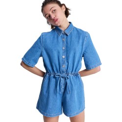 Roxy Real Tomorrow Denim short sleeve romper - Blue (Surf Wash) дамски,гащеризони,roxy,real,tomorrow,denim,short,sleeve,romper,blue,(surf,wash)