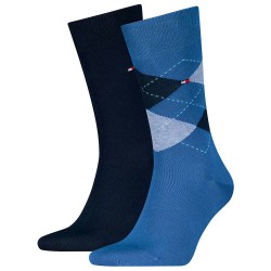чорапи,мъжки,чорапи,tommy,hilfiger,check,socks,2,pairs,blue,(blue)