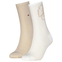 Чорапи Tommy hilfiger Flower Stripe socks 2 pairs - Beige (Sand) чорапи,дамски,чорапи,tommy,hilfiger,flower,stripe,socks,2,pairs,beige,(sand)