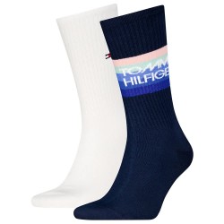 чорапи,мъжки,чорапи,tommy,hilfiger,logo,crew,socks,2,pairs,white,blue,(navy)