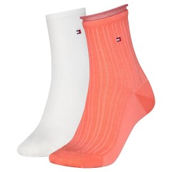 чорапи,дамски,чорапи,tommy,hilfiger,lurex,welt,short,socks,2,pairs,red,white,(coral)