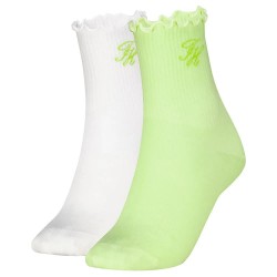 Чорапи Tommy hilfiger Refined Monogram short socks 2 pairs - Green / White (Lime) чорапи,мъжки,чорапи,дамски,чорапи,tommy,hilfiger,refined,monogram,short,socks,2,pairs,green,white,(lime)
