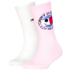 чорапи,детски,чорапи,tommy,hilfiger,sport,smiley,crew,socks,2,pairs,white,pink,(pink)