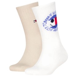 чорапи,детски,чорапи,tommy,hilfiger,sport,smiley,crew,socks,2,pairs,beige,white,(sand)