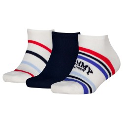 Чорапи Tommy hilfiger Sport Stripe Sneaker socks 3 pairs - White / Blue (Tommy Original) чорапи,мъжки,чорапи,дамски,чорапи,tommy,hilfiger,sport,stripe,sneaker,socks,3,pairs,white,blue,(tommy,original)