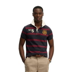Superdry Double Emblem Rugby short sleeve polo - Blue (Red / Navy Stripe) дамски,блузи,с,яка,мъжки,блузи,с,яка,superdry,double,emblem,rugby,short,sleeve,polo,blue,(red,navy,stripe)