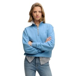 блуза,дамски,блузи,superdry,essential,logo,embroidered,half,zip,sweatshirt,blue,(bluebell)
