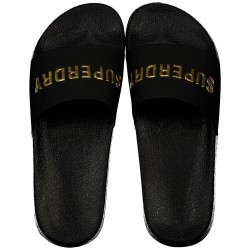 Superdry Premium Metallic Pool slides - Black (Black / Gold) мъжки,джапанки,и,чехли,дамски,сандали,и,чехли,superdry,premium,metallic,pool,slides,black,(black,gold)