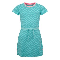 рокля,дамски,поли,и,рокли,trollkids,noresund,short,sleeve,dress,green,blue,(aqua,haze,harbor,blue,peony,rose)