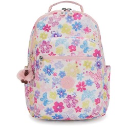 Раница Kipling Seoul College Extra 32L Woman Backpack - White (Flower Stamp) раница,раници,kipling,seoul,college,extra,32l,woman,backpack,white,(flower,stamp)