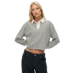 блуза,с,яка,дамски,блузи,с,яка,superdry,athletic,essential,cropped,stripe,rugby,long,sleeve,polo,white,(ecru,stripe)