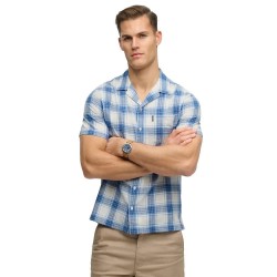 карирана,риза,дамски,ризи,мъжки,ризи,superdry,cabana,check,short,sleeve,shirt,blue,(harbour,check,white)