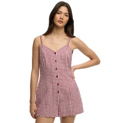гащеризон,дамски,гащеризони,superdry,gingham,cami,playsuit,sleeveless,romper,pink,(red,gingham)